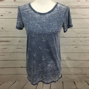 Well Worn Blue Burnout Anchor Tee S